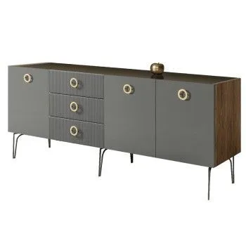 Комод 2.1м Bogemia Woodline Fi (Серый) (Lakobel/Золото) БМКМ-5