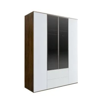 Шкаф 4-х дв. с ящиками Bogemia Woodline Air (Белый/Серебро) БМШ2/42(2)