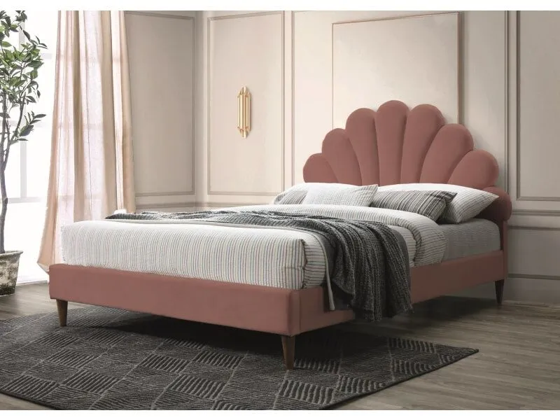 Кровать Signal SANTANA VELVET (античный розовый/дуб) 160/200