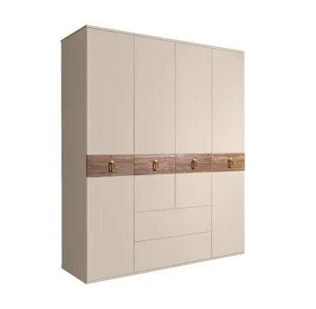 Шкаф 4-х дверный с ящиками, Bogemia Wood Fa (Ваниль/Золото) БМШ2/41(Wo)