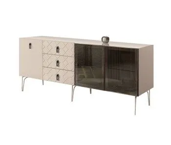 Комод 2.1м Bogemia Farfalle (Ваниль) (Lakobel/Черный) БМКМ-5(Fa)[5][10]