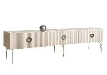 Тумба под телевизор 2.1м Bogemia Fillini (Слоновая кость) (Lakobel/Хром) БМТ-2(Fi)