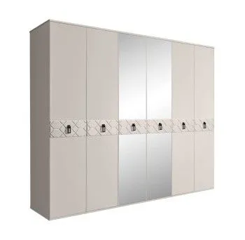 Шкаф 6-ти дв. с зеркалами Bogemia Farfalle (Шелк/Черный) БМШ1/6(Fa)