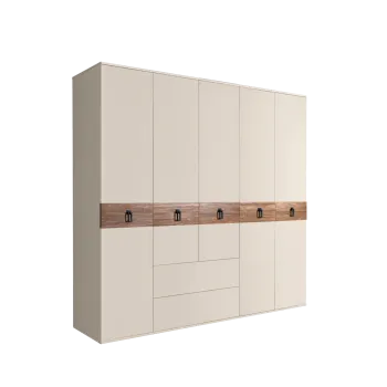 Шкаф 5-ти дверный с ящиками, Bogemia Wood Fa (Слоновая кость/Черный) БМШ2/51(Wo)