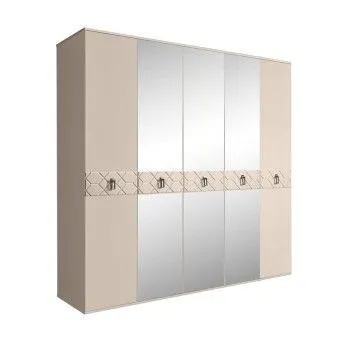 Шкаф 5-ти дв. с зеркалами Bogemia Farfalle (Ваниль/Хром) БМШ1/5(Fa)