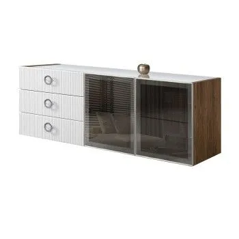 Комод 1.6м Bogemia Woodline Fly Fi (Белый) (Lakobel/Хром) БМКМ-4[5]