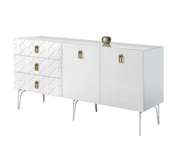 Комод 1.6м Bogemia Farfalle (Белый) (Lakobel/Золото) БМКМ-4(Fa)