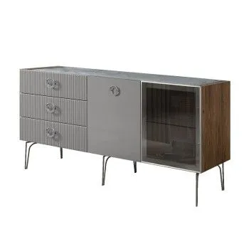 Комод 1.6м Bogemia Woodline Fi (Серый) (Novabuk/Хром) БМКМ-4[5][10]