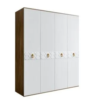 Шкаф 4-х дверный Bogemia Woodline Fa (Белый/Золото) БМШ2/4