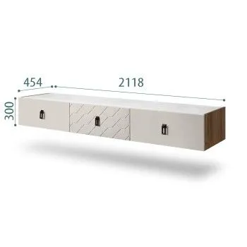 Тумба телевизионная 2.1м Bogemia Woodline Fly Fa (Шелк) (Novabuk/Черный) БМТ-2[10]