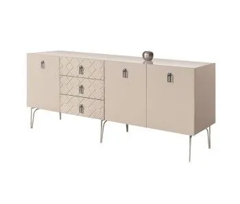 Комод 2.1м Bogemia Farfalle (Ваниль) (Lakobel/Хром) БМКМ-5(Fa)