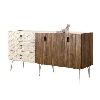 Комод 1.6м Bogemia Woodline Wood Fa (Слоновая кость) (Lakobel/Черный) БМКМ-4