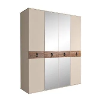 Шкаф 4-х дв. с зеркалами Bogemia Wood Fa (Ваниль/Черный) БМШ1/4(Wo)