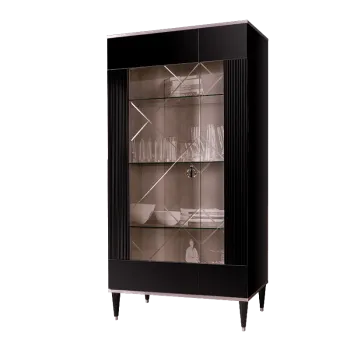 Витрина 2-ств. Римини СОЛО (Черный/Серебро) (Левая) РМВ2-2С(s)