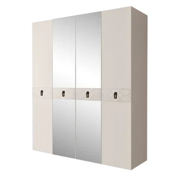 Шкаф 4-х дв. с зеркалами Bogemia Farfalle (Слоновая кость/Черный) БМШ1/4(Fa)