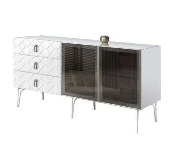 Комод 1.6м Bogemia Farfalle (Белый) (Lakobel/Хром) БМКМ-4(Fa)[5]