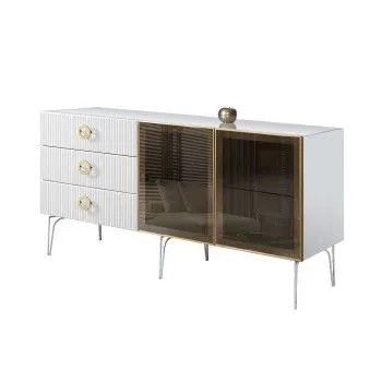 Комод 1.6м Bogemia Fillini (Белый) (Lakobel/Золото) БМКМ-4(Fi)[5]