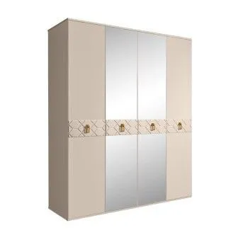 Шкаф 4-х дв. с зеркалами Bogemia Farfalle (Ваниль/Золото) БМШ1/4(Fa)