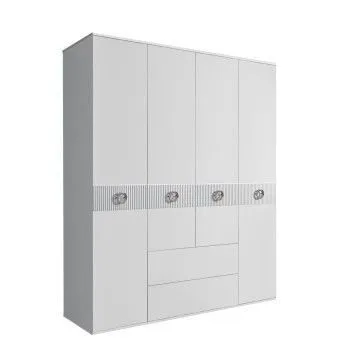 Шкаф 4-х дверный с ящиками, Bogemia Fillini (Белый/Хром) БМШ2/41(Fi)