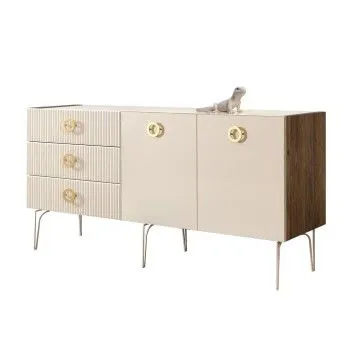 Комод 1.6м Bogemia Woodline Fi (Слоновая кость) (Lakobel/Золото) БМКМ-4