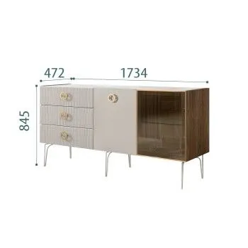 Комод 1.6м Bogemia Woodline Fi (Шелк) (Novabuk/Золото) БМКМ-4[5][10]