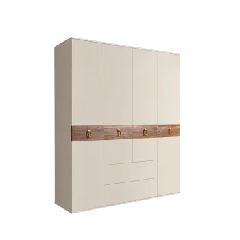 Шкаф 4-х дверный с ящиками, Bogemia Wood Fa (Слоновая кость/Золото) БМШ2/41(Wo)