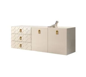 Комод 1.6м Bogemia Fly Farfalle (Слоновая кость) (Lakobel/Золото) БМКМ-4