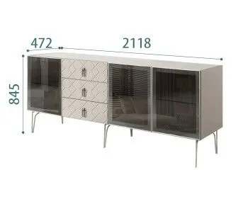 Комод 2.1м Bogemia Farfalle (Шелк) (Novabuk/Хром) БМКМ-5(Fa)[5]