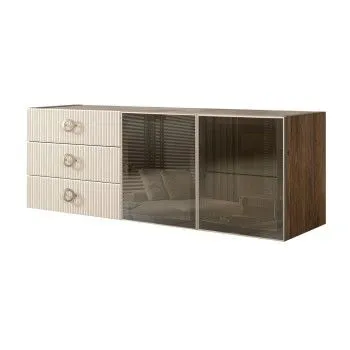 Комод 1.6м Bogemia Woodline Fly Fi (Слоновая кость) (Novabuk/Хром) БМКМ-4[5]