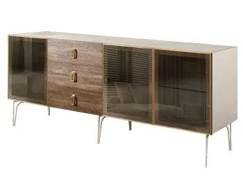 Комод 2.1м Bogemia Wood Fa (Слоновая кость) (Novabuk/Золото) БМКМ-5(Wo)[5]