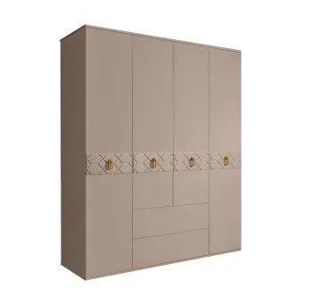 Шкаф 4-х дверный с ящиками, Bogemia Farfalle (Мокка/Золото) БМШ2/41(Fa)