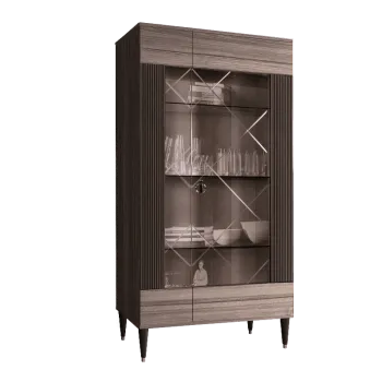 Витрина 2-ств. Римини СОЛО (Орех империя/Серебро) (Левая) РМВ2-2С(s)