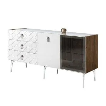 Комод 1.6м Bogemia Woodline Fa (Белый) (Lakobel/Хром) БМКМ-4[5][10]