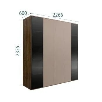 Шкаф 5-ти дв. Bogemia Woodline Air (Мокка/Черный) БМШ2/5(2)