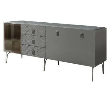 Комод 2.1м Bogemia Farfalle (Серый) (Novabuk/Хром) БМКМ-5(Fa)[4]