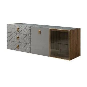 Комод 1.6м Bogemia Woodline Fly Fa (Серый) (Novabuk/Золото) БМКМ-4[5][10]