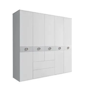 Шкаф 5-ти дверный с ящиками, Bogemia Fillini (Белый/Хром) БМШ2/51(Fi)