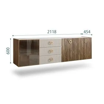 Комод 2.1м Bogemia Woodline Fly Wood Fi (Шелк) (Novabuk/Золото) БМКМ-5[4]