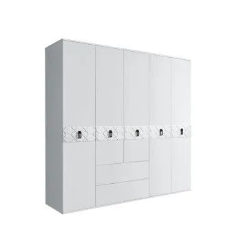 Шкаф 5-ти дверный с ящиками, Bogemia Farfalle (Белый/Черный) БМШ2/51(Fa)