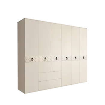 Шкаф 6-ти дверный с ящиками, Bogemia Farfalle (Слоновая кость/Черный) БМШ2/61(Fa)