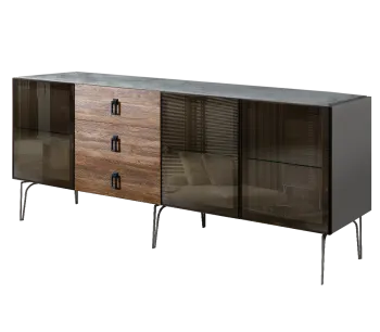 Комод 2.1м Bogemia Wood Fa (Серый) (Novabuk/Черный) БМКМ-5(Wo)[5]