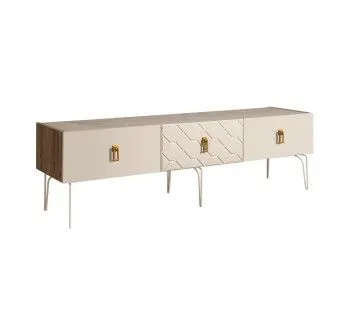 Тумба телевизионная 1.6м Bogemia Woodline Fa (Слоновая кость) (Novabuk/Золото) БМТ-1[10]