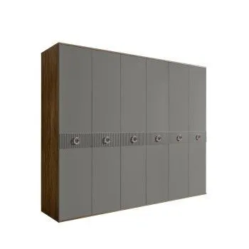 Шкаф 6-ти дв. Bogemia Woodline Fi (Серый/Хром) БМШ2/6(Fi)