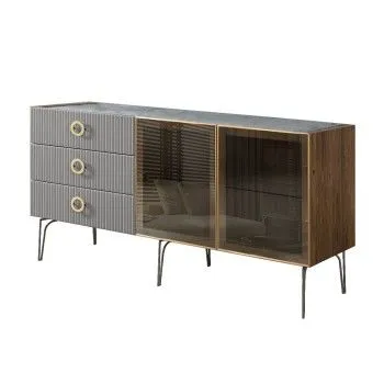 Комод 1.6м Bogemia Woodline Fi (Серый) (Novabuk/Золото) БМКМ-4[5]