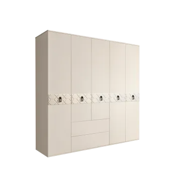 Шкаф 5-ти дверный с ящиками, Bogemia Farfalle (Слоновая кость/Черный) БМШ2/51(Fa)