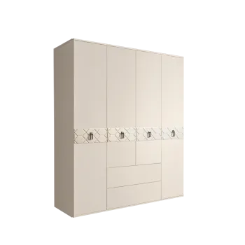 Шкаф 4-х дверный с ящиками, Bogemia Farfalle (Слоновая кость/Хром) БМШ2/41(Fa)