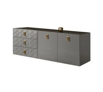 Комод 1.6м Bogemia Fly Farfalle (Серый) (Lakobel/Золото) БМКМ-4