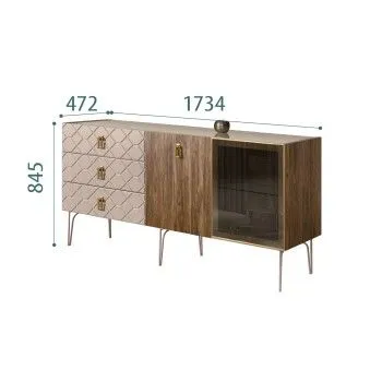 Комод 1.6м Bogemia Woodline Wood Fa (Мокка) (Lakobel/Золото) БМКМ-4[5][10]