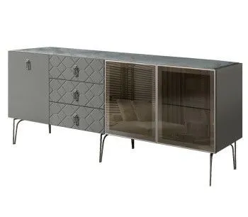 Комод 2.1м Bogemia Farfalle (Серый) (Novabuk/Хром) БМКМ-5(Fa)[5][10]