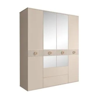 Шкаф 4-х дверный с зеркалами, с ящиками, Bogemia Fillini (Ваниль/Золото) БМШ1/41(Fi)